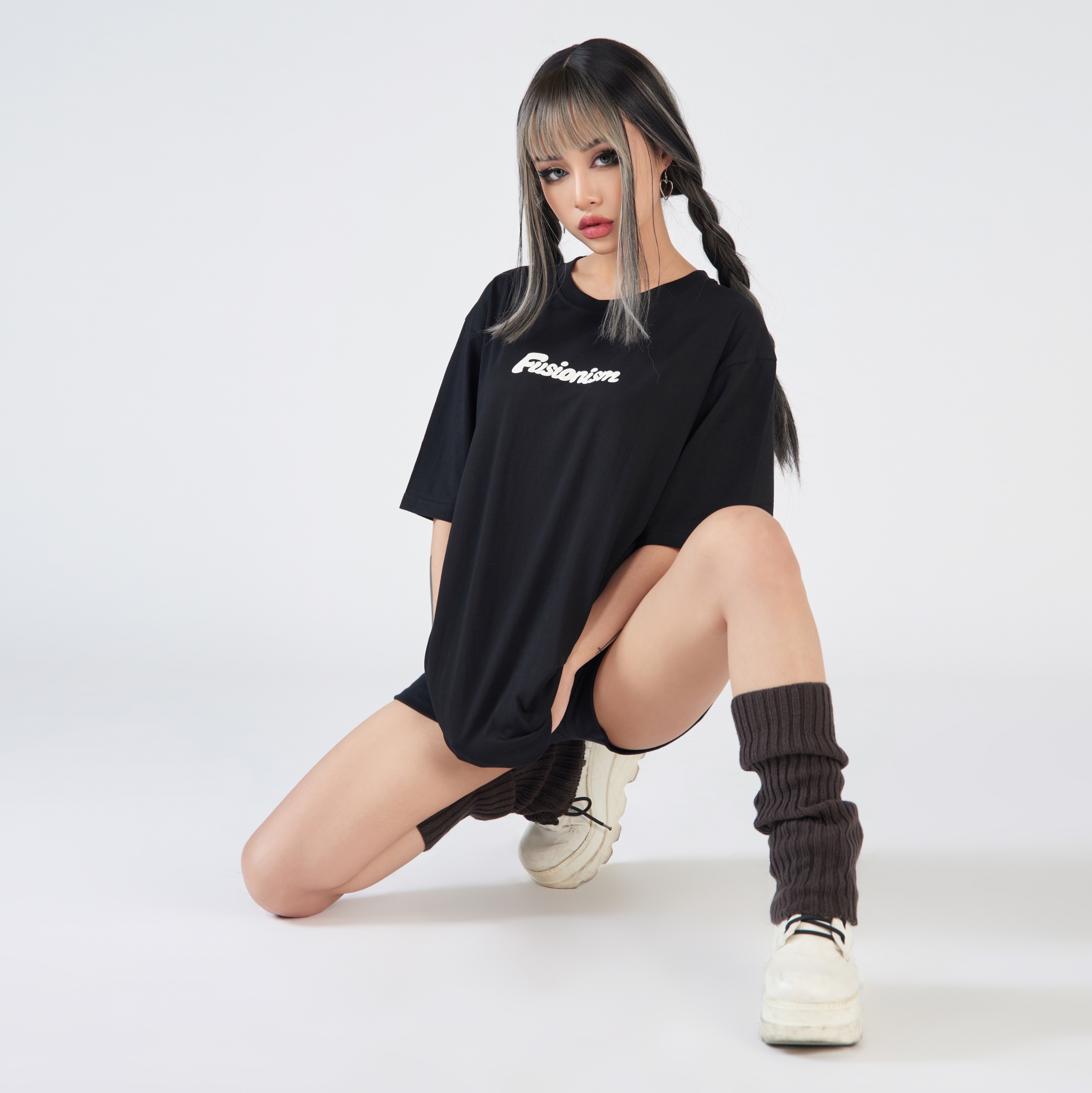 Áo thun in nổi Basic Fusionism - Màu Đen - Unisex - Form Oversize
