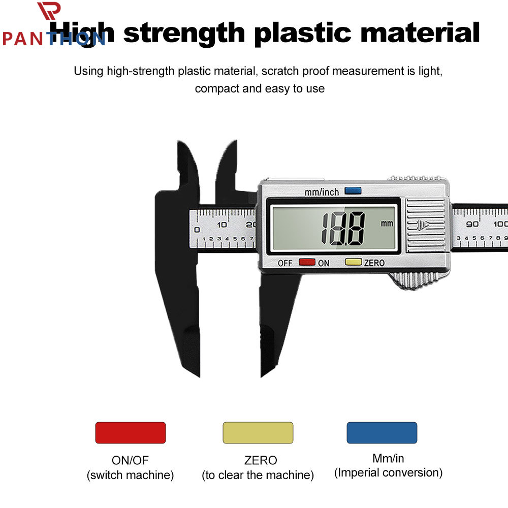 PANTHON Electronic digital vernier caliper 0-150mm high-strength plastic caliper measuring tool for inner and outer diameters