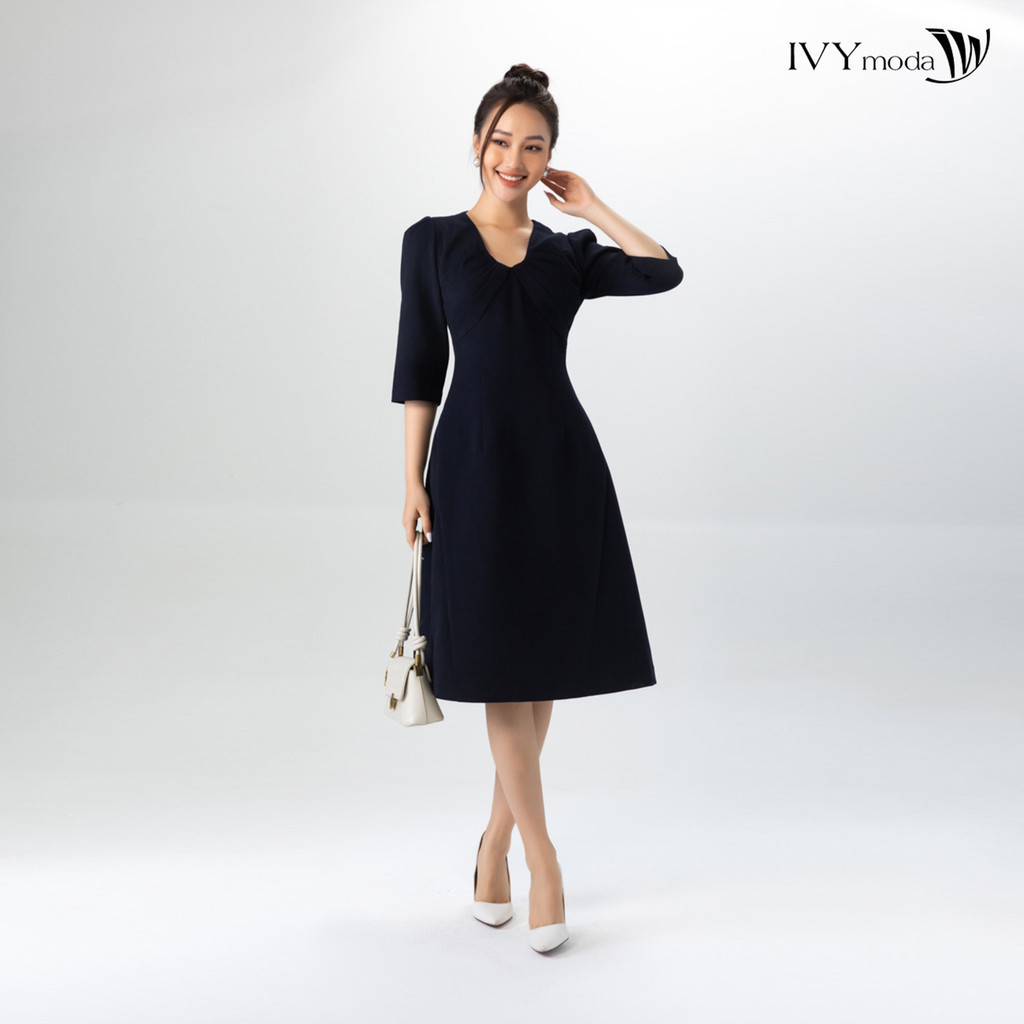 [ Nhập mã LAZSOCIAL10 - Giảm 20% tối đa 99K đơn 199K ] Đầm lụa dáng chữ A IVY moda MS 48B9021