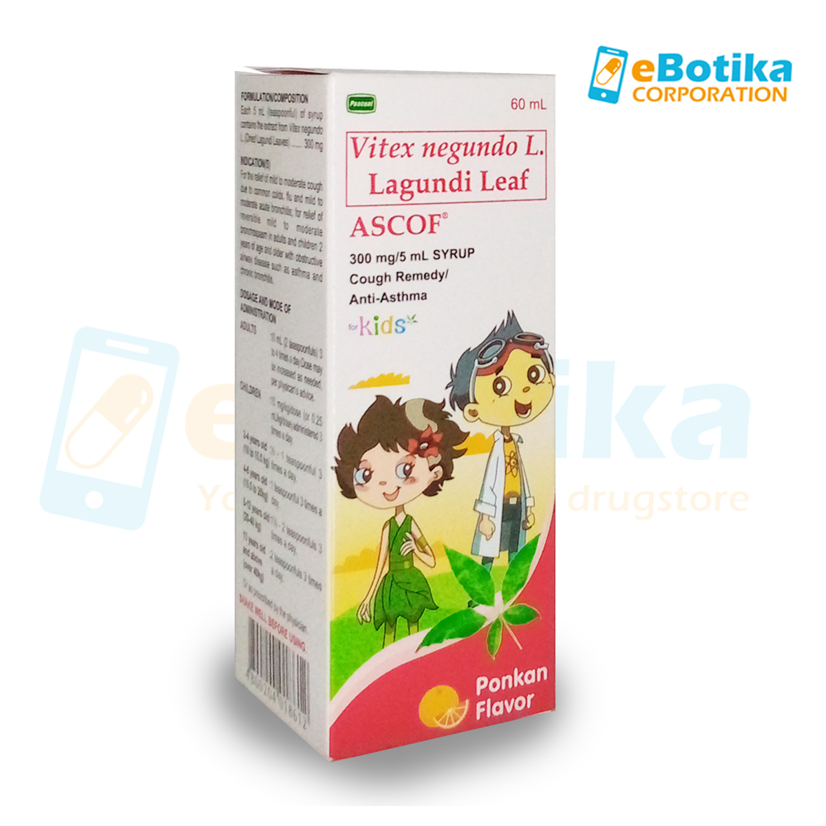 Ascof Lagundi for KIDS 300mg/5ml Syrup Ponkan Flavor 60ml Lazada PH