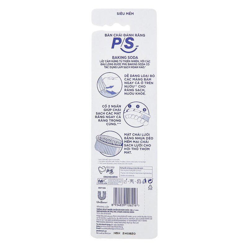 [HCM GIAO 2H]Bộ 2 Bàn Chải Đánh Răng P/S Baking Soda Sạch Sâu