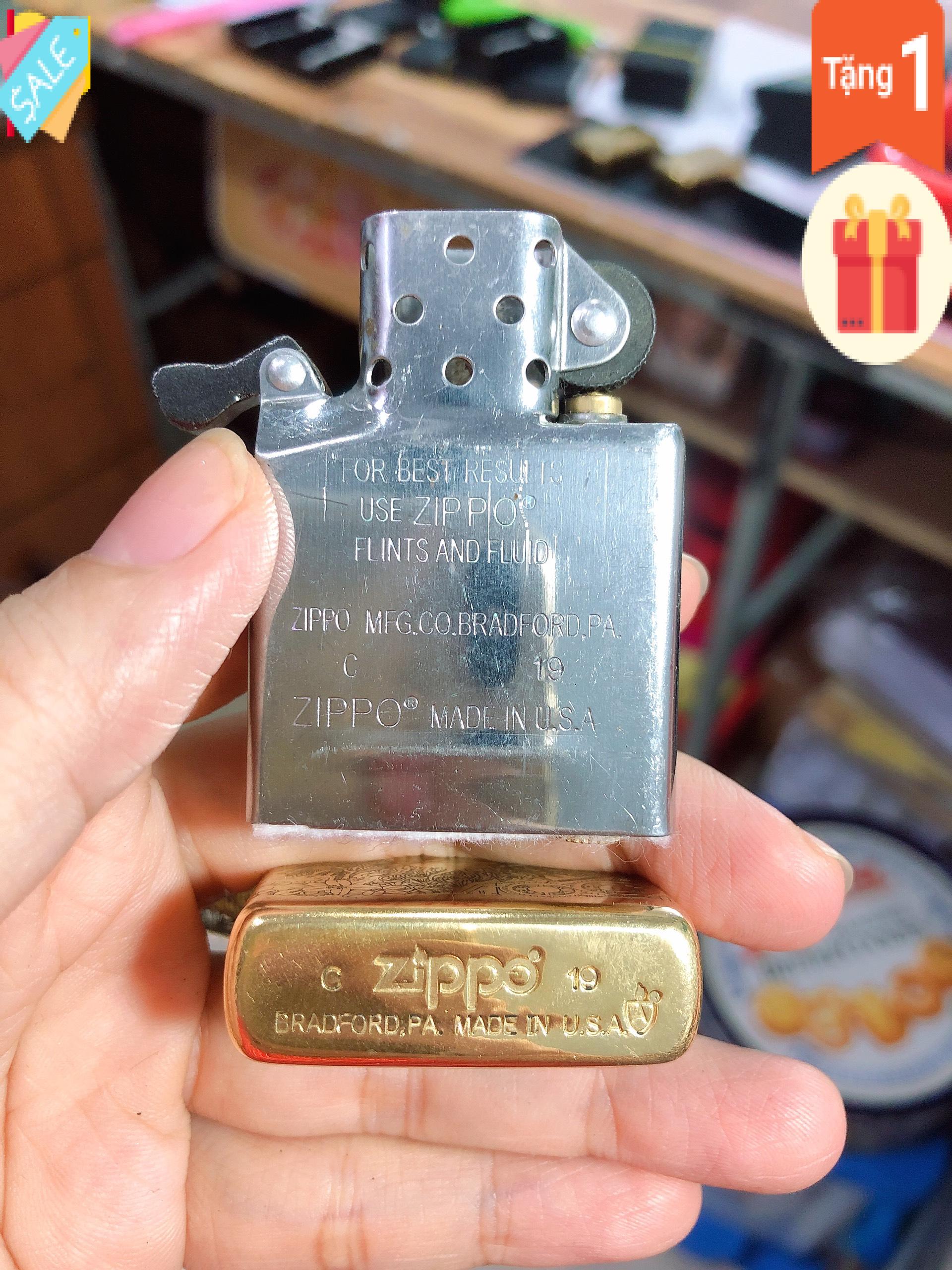 Bật Lửa Zippo Armor Vỏ Dầy, Khắc Chìm 5 Mặt Hình Bát Quái, Có tem đỏ