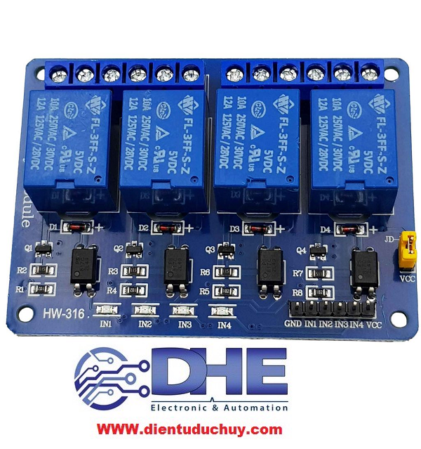 MODULE 4 RELAY - 12VDC - OPTO CÁCH LY