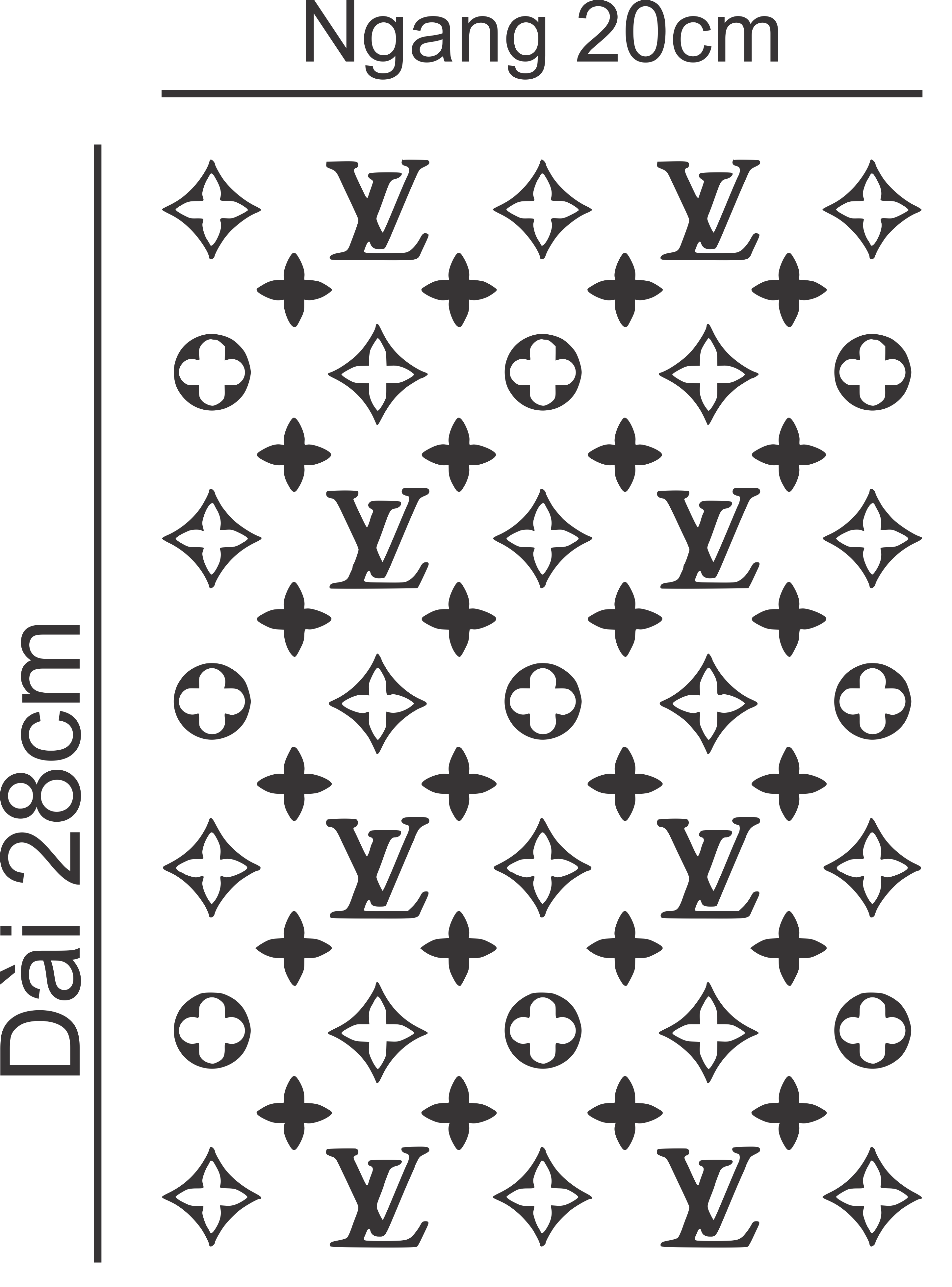 Sticker decal LV - bóc dán trang trí - kích thước 20x28cm