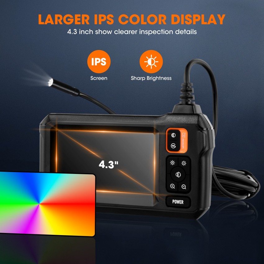 Borescope, Camera nội soi với ánh sáng, Camera kiểm tra HD 1080p, camera nội soi đường ống với ánh sáng, camera không thấm nước IP67, Camera nội soi linh hoạt 16,5ft, tiện ích cho nam giới (4.3 ”)