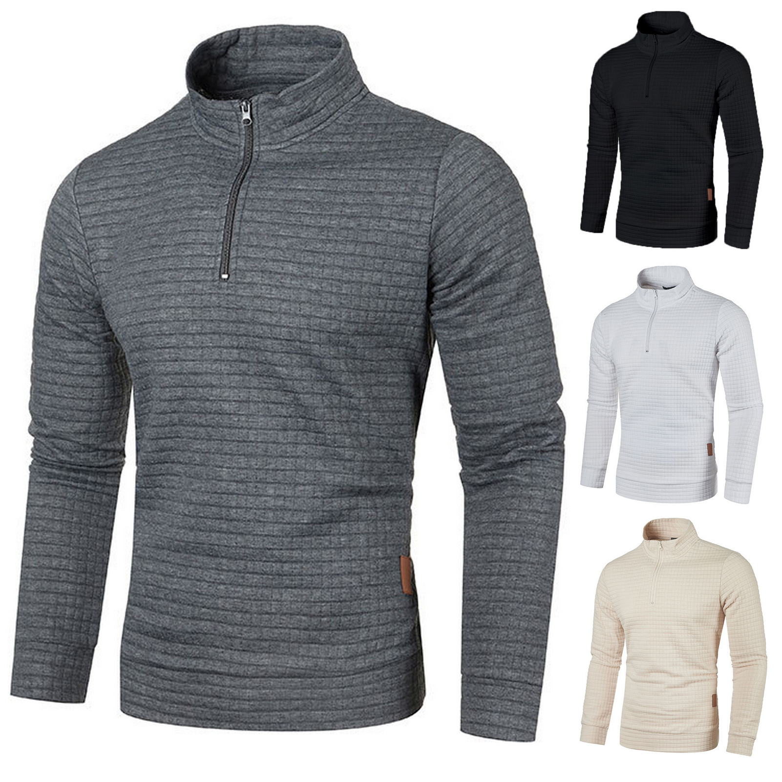 Yitu Men Sweatshirt Men Thick Sweatshirt Men's Zipper Sweatshirt Warm Trendy Mid-length Pullover for Fall/winter Perfect