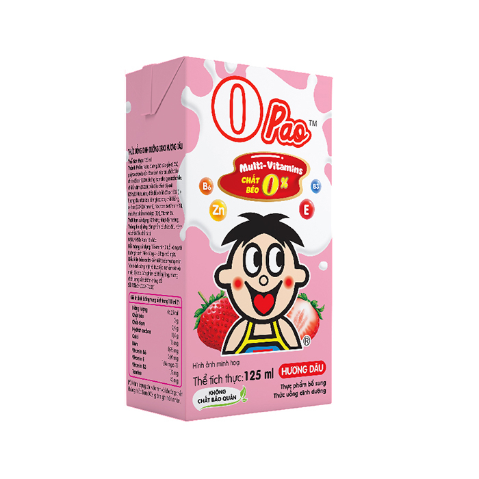 Sữa chua uống Opao 1 lốc 4 hộp 125ml - hỗ trợ lợi khuẩn cho người lớn và trẻ nhỏ- vị dâu, tự nhiên, sữa chua