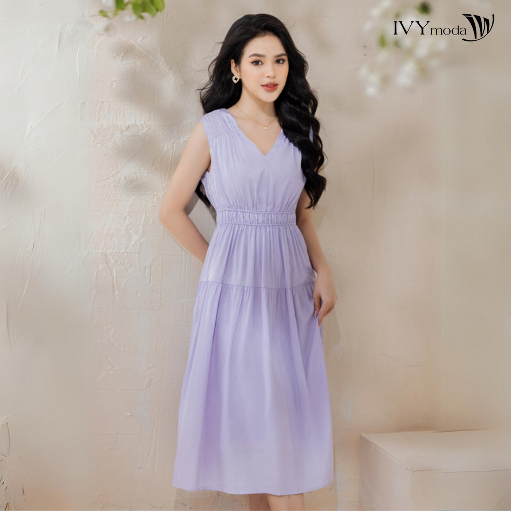 Đầm lụa xòe dạo phố IVY moda MS 41M8394