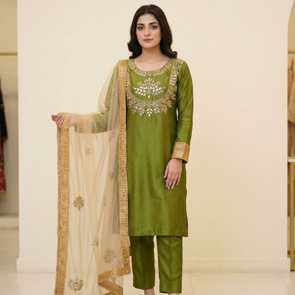 Women's Dollar Embroidery Work Rayon Dress Stylish Fashion Wear