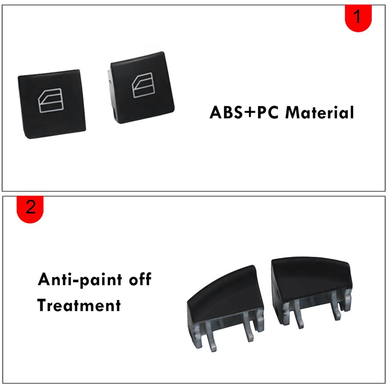 Window Switch Button Covers for Mercedes Benz W204 W212 C E Glk Class, Front Left+Right Window Switch Repair Button Caps