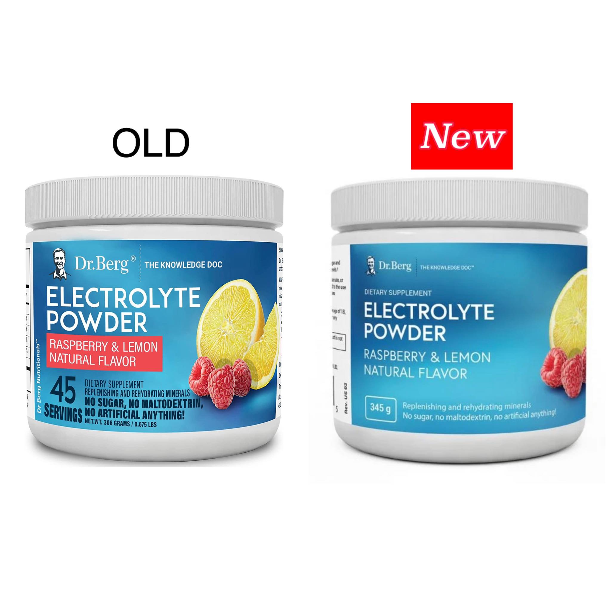 Dr. Berg's Electrolyte Powder Raspberry & Lemon Natural Flavor 345g