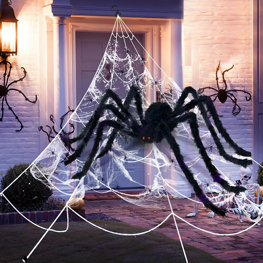 Halloween Decoration Garden Giant Spider Web Decoration Set Scary Cobwebs Outdoor Party Decoration Net Accessories Outdoor Spider Webs XXL Garden Decoration Accessories Large Giant Spide