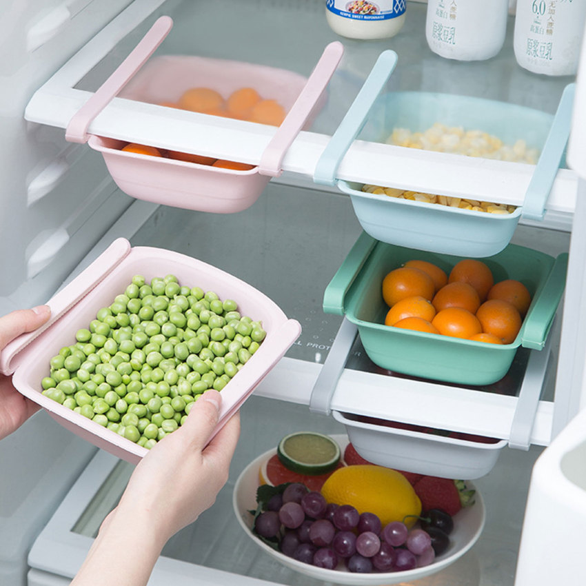 Nhà bếp lưu trữ container tủ lạnh Organizer Pull-out ngăn kéo nhựa tủ lạnh trứng lưu trữ giỏ phụ kiện bếp gia đình