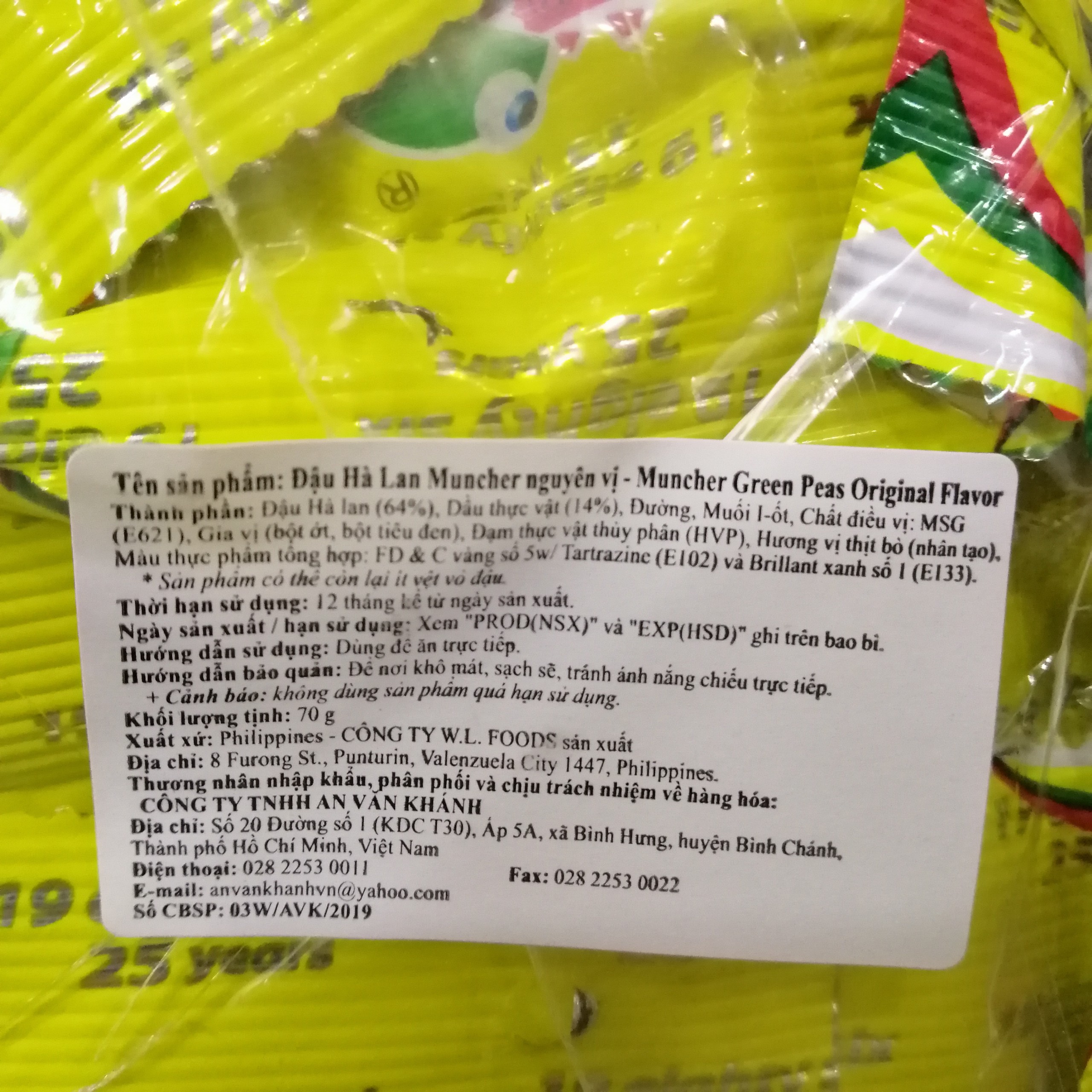 Đậu Hà Lan Muncher Nguyên Vị Tự Nhiên (70g)