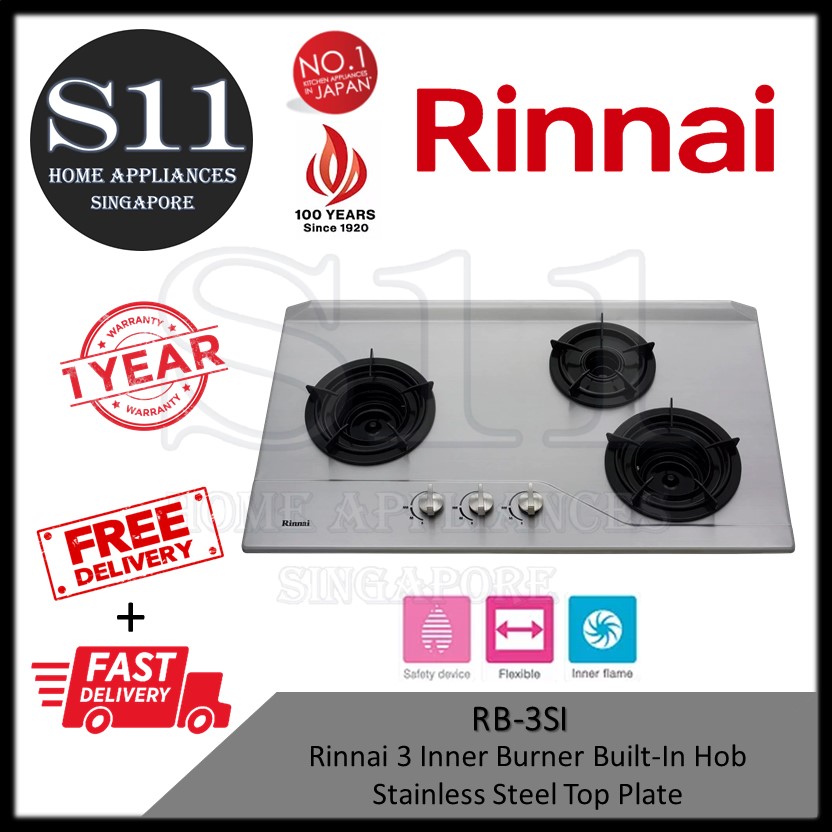 Rinnai 3 Burners Inner Flame Gas Hob RB-3SI * 1 YEAR WARRANTY - FREE BASIC  INSTALLATION | Lazada Singapore