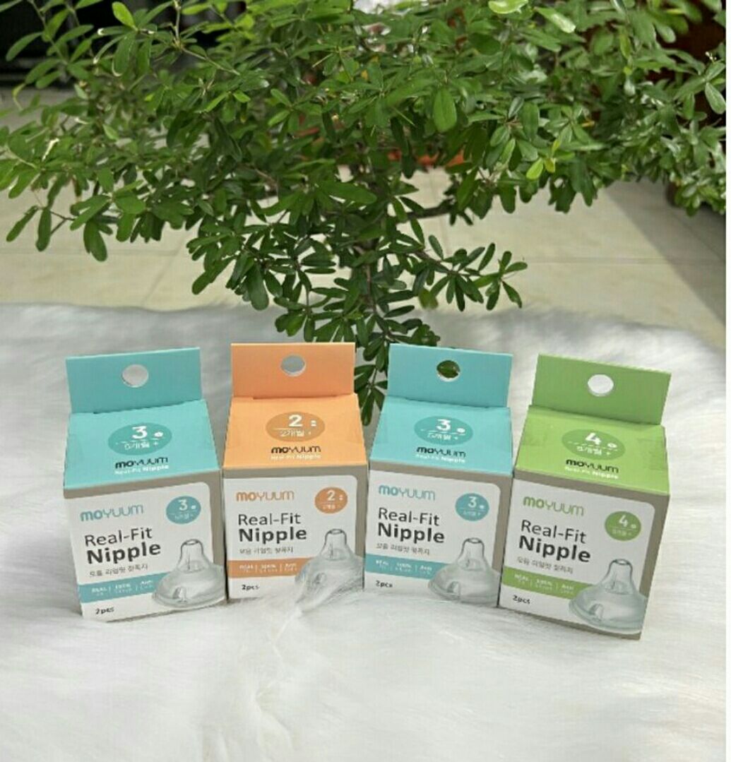 Núm ti thay thế bình Moyuum Hàn Quốc số 1/2/3/4 (1 núm không hộp, set 2 núm có hộp)