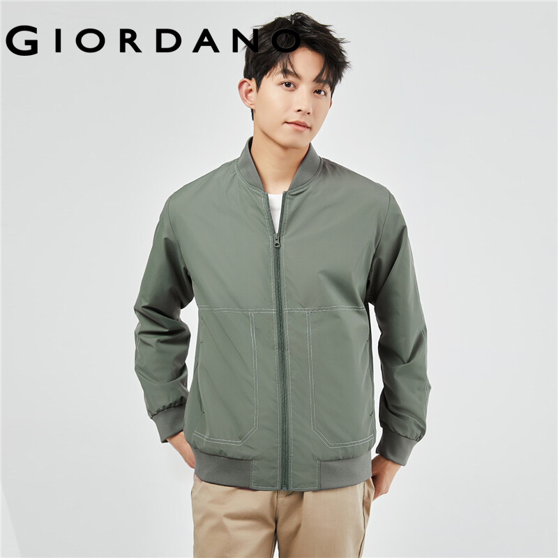 GIORDANO Men Jackets Waterproof Mesh Lining Bomber Jackets Zip Front Big Pockets Quality Fashion Casual Bomber Jackets 13073862