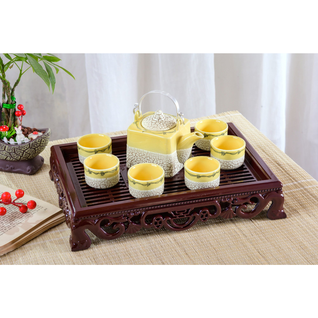 Bộ ấm chén uống trà, bộ ấm chén men rạn bát tràng cao cấp - gốm store