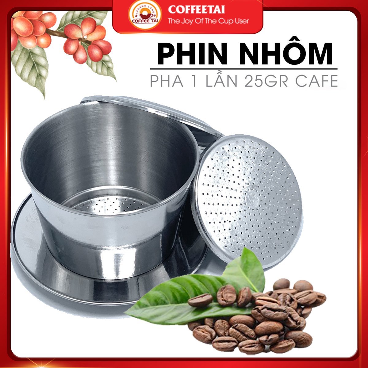 Phin pha cà phê bột bằng nhôm, phin cafe định lượng từ 20 đến 25gr dành cho các tín đồ uống cafe pha phin