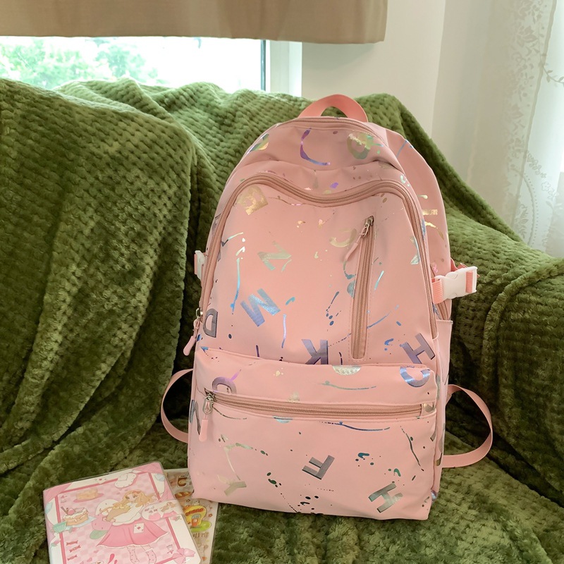 YA ZHOU LONG School bag ins style Japanese high-value new female junior high school and high school student backpack Monogram-print campus backpack