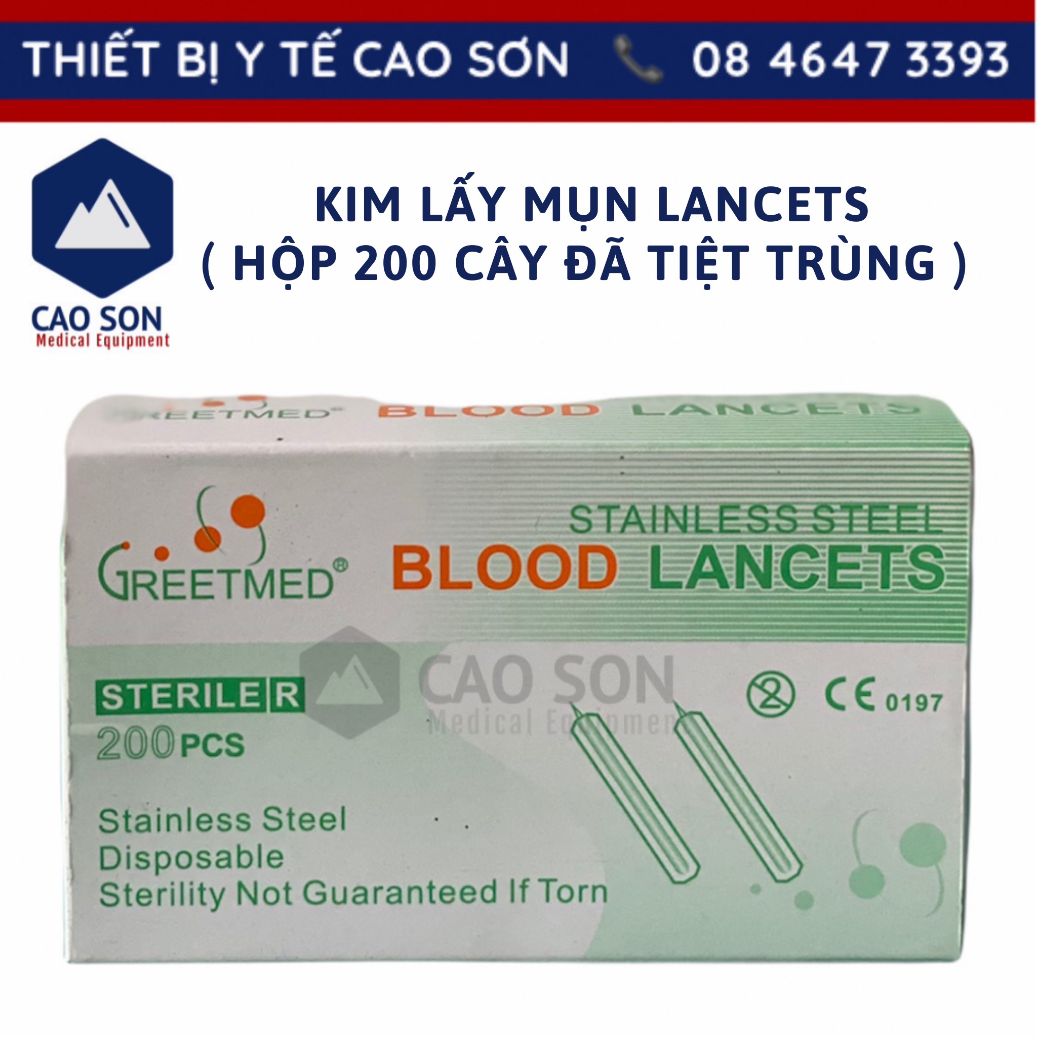 Hộp kim lấy mụn Greetmed (Lancet) ( Hộp 200 cây đã tiệt trùng )