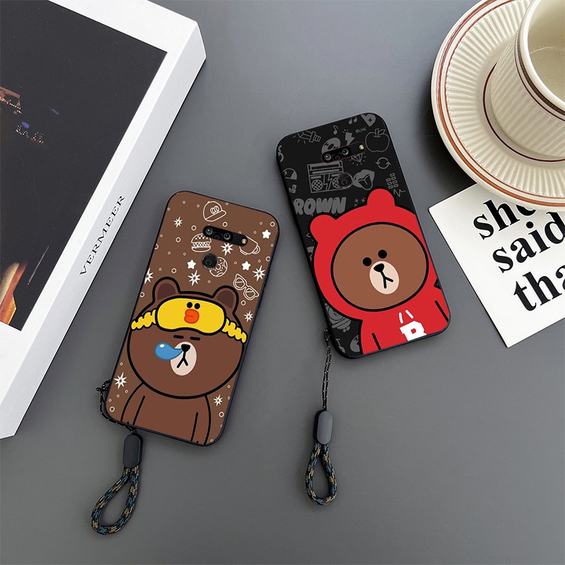 LG G8 G8 ThinQ Casing Brown Bear Cartoon Shockproof Phone Case