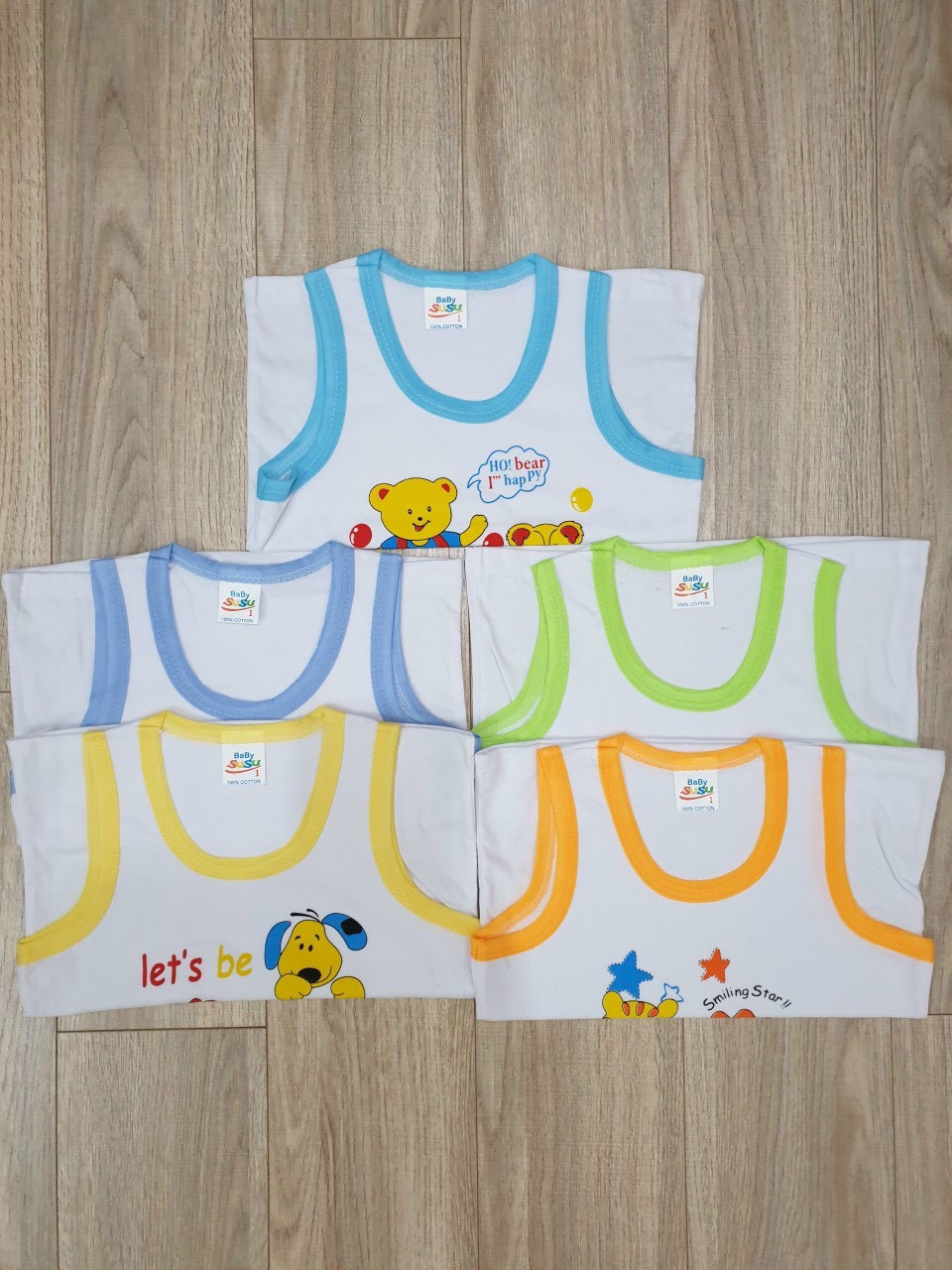 Combo 5 Áo ba lỗ trắng Bossini cho bé trai