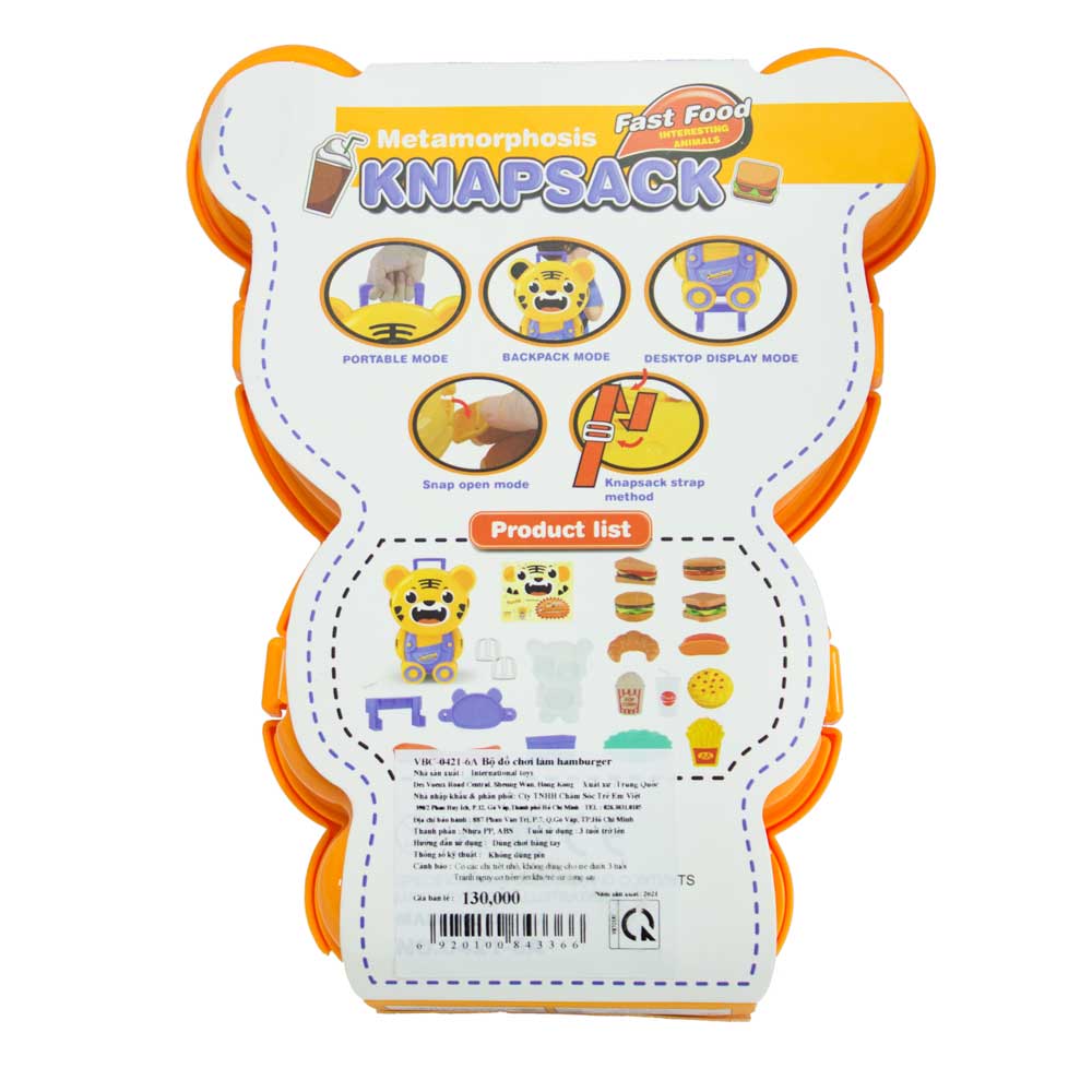 Bộ Đồ Chơi Làm Hamburger KNAPSACK
