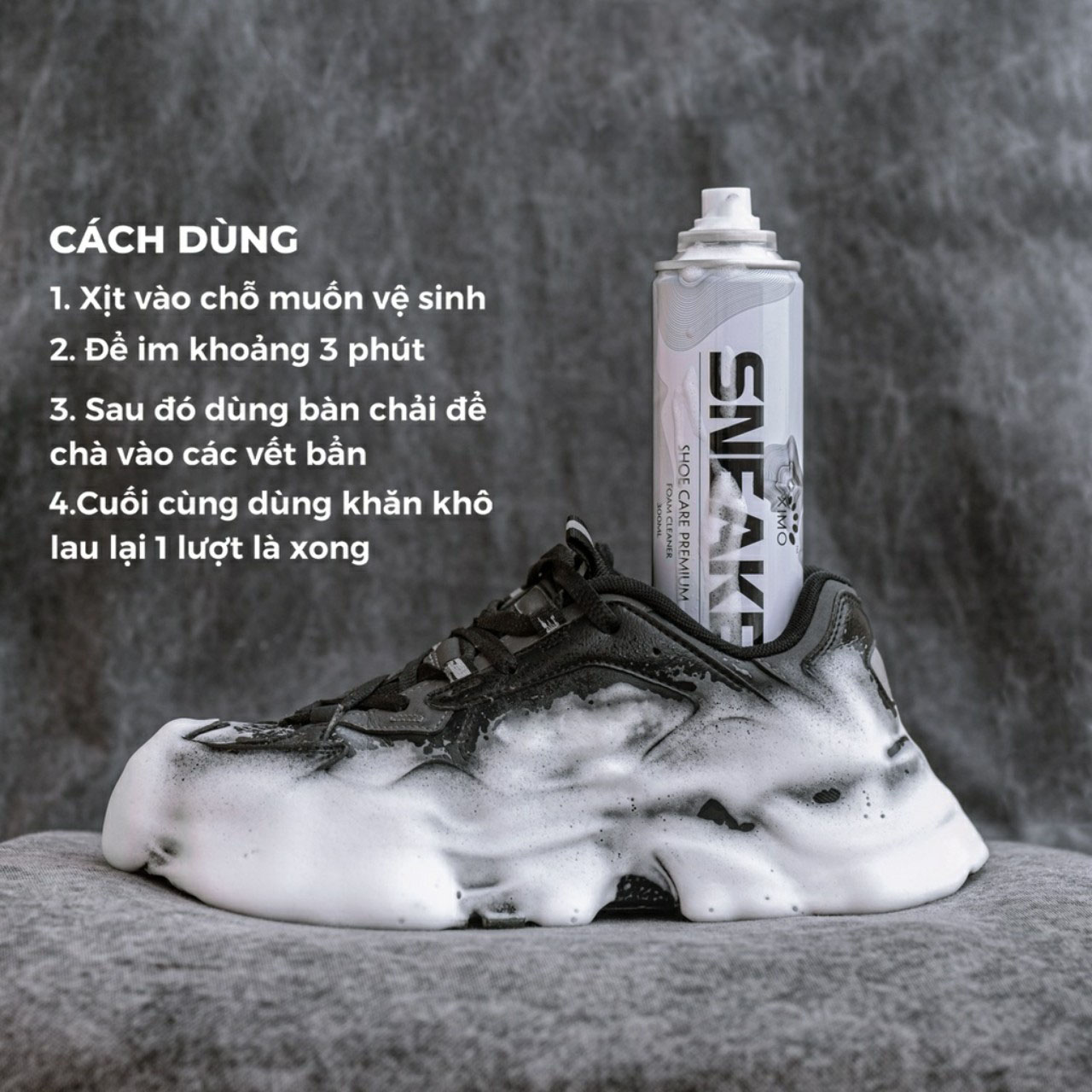 Chai xịt tạo bọt vệ sinh giày Ximo Sneaker 300ml HKD16