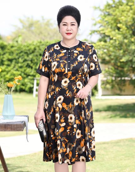 Đầm hoa suông quý cô bigsize - BShs422