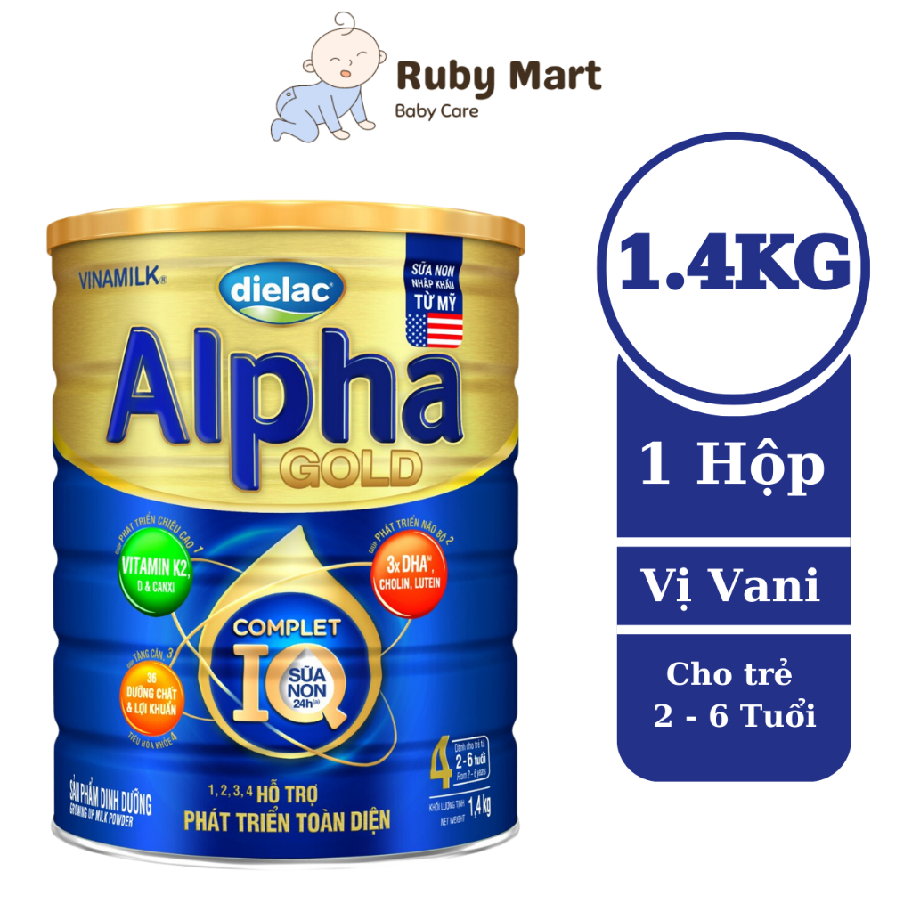 [ Date 7/25 ]Sữa bột Dielac Alpha Gold 4 - lon 1.4kg (cho trẻ từ 2- 6 tuổi)