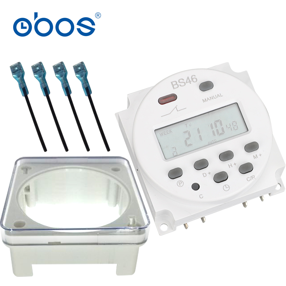 【Exclusive Offer】220V 16A 12V 32A digital timer good outage memory microcomputer timer switch 16 times Waterproof shell four wire. 