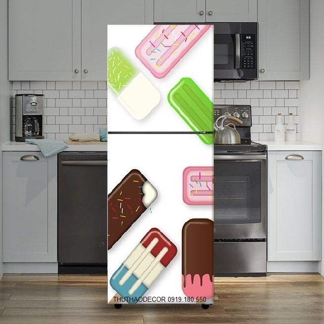 [HCM]Giấy Decal Dán Tủ Lạnh KEM MÁT LẠNH - THUTHAODECOR