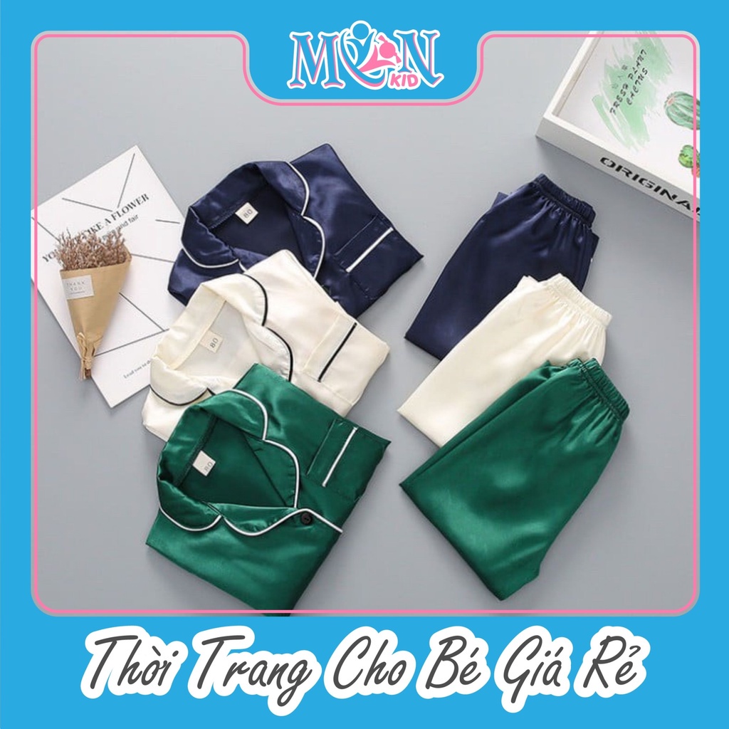 Bộ Pizama Lụa Satin Trơn Cho Bé ( 8 - 30kg ) - MonMonKid