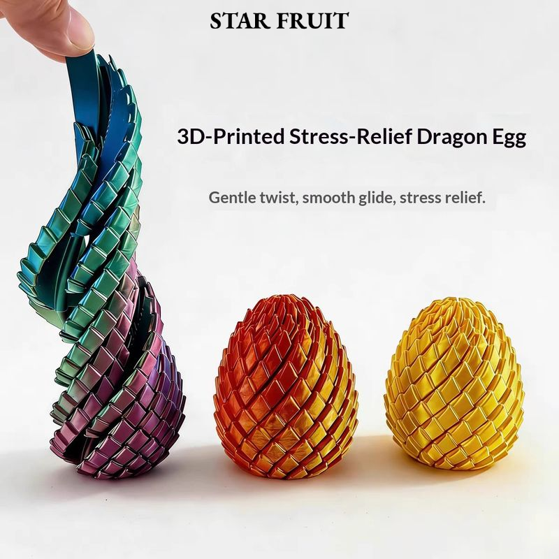 STAR FRUIT Đồ chơi quả trứng rồng giảm căng thẳng in 3D, xoay trơn tru để thư giãn