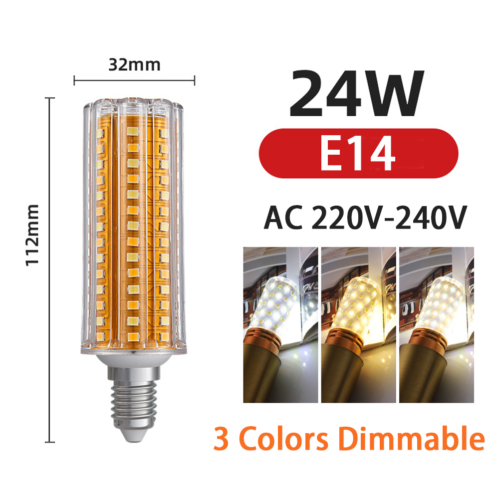 Fast delivery⚡24w 20w 16w 12w tri-color led bulb e27 e14 corn bulb changing light bulb daylight warm light natrual white
