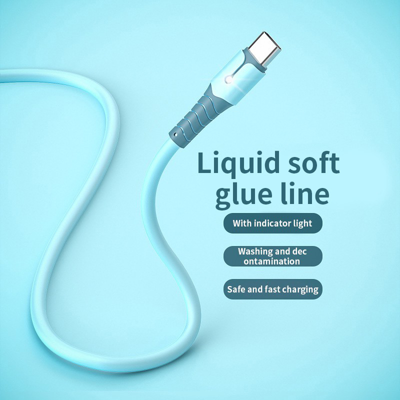 [Hàng có sẵn] Cáp sạc nhanh silicon 5A lỏng Tương thích cho iPhone Android Micro USB Cáp dữ liệu dây sạc Type-C có đèn Led