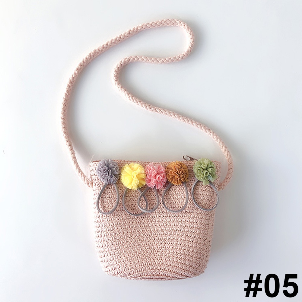 Túi Đeo Vai Mini Đeo Chéo Cho Trẻ Em, Túi Dệt Trẻ Em Messenger Túi Xách, Túi Rơm Đi Biển Mùa Hè Cho Bé Gái Túi Mây Hoa Thủ Công