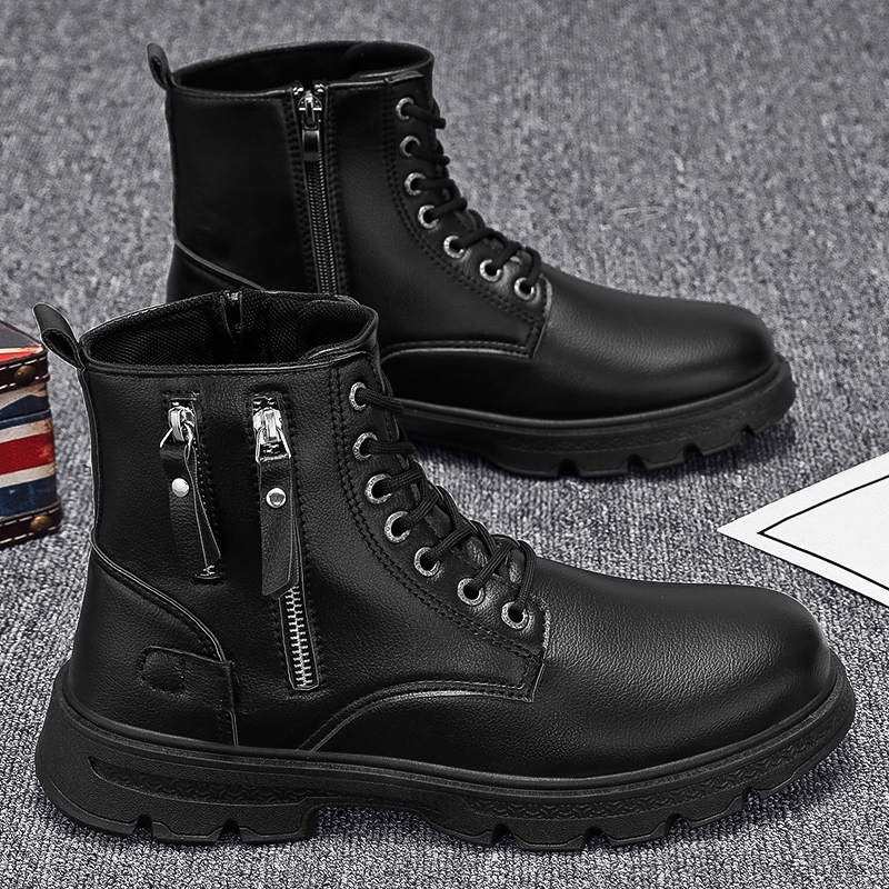 Fashion martain boots zip boots black leather boots men's shoes waterproof short boots casual shoes sports sneakers boots for men walking shoes outdoor shoes Men's boots ankle boots