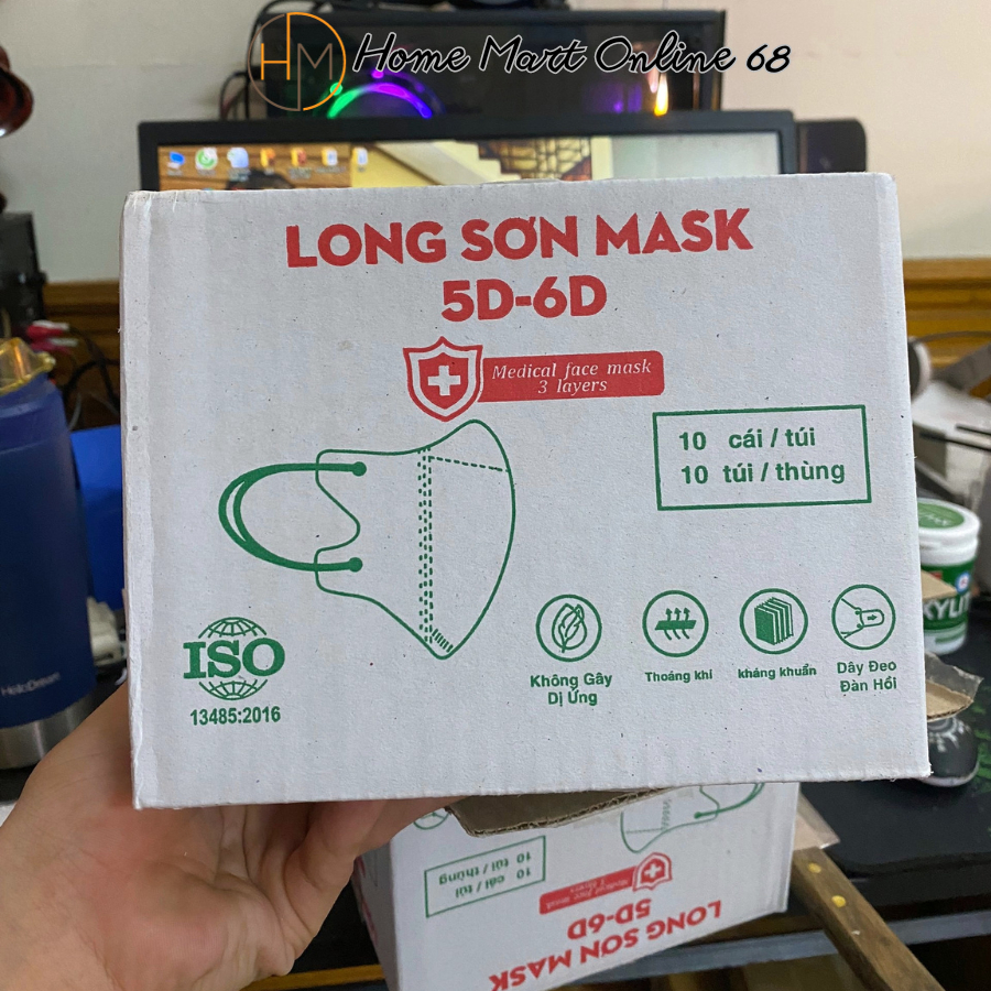 Thùng 100 chiếc khẩu trang 5D màu trắng