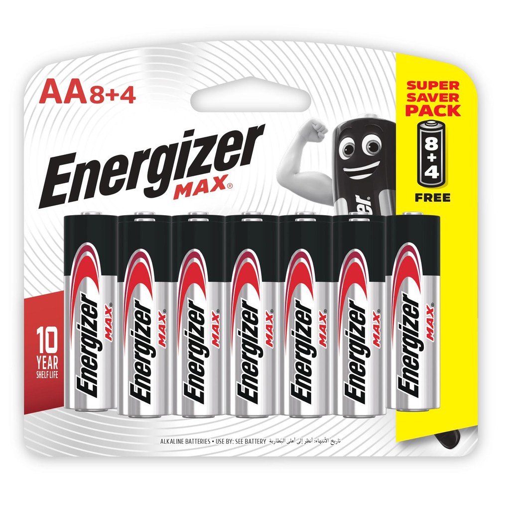 Pin AA Energizer Max E91 BP8+4 - Vỉ 8 Tặng 4