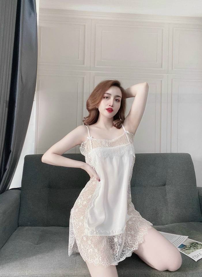 Đầm ngủ phi bóng phối ren, form dưới 50kg HOT#40