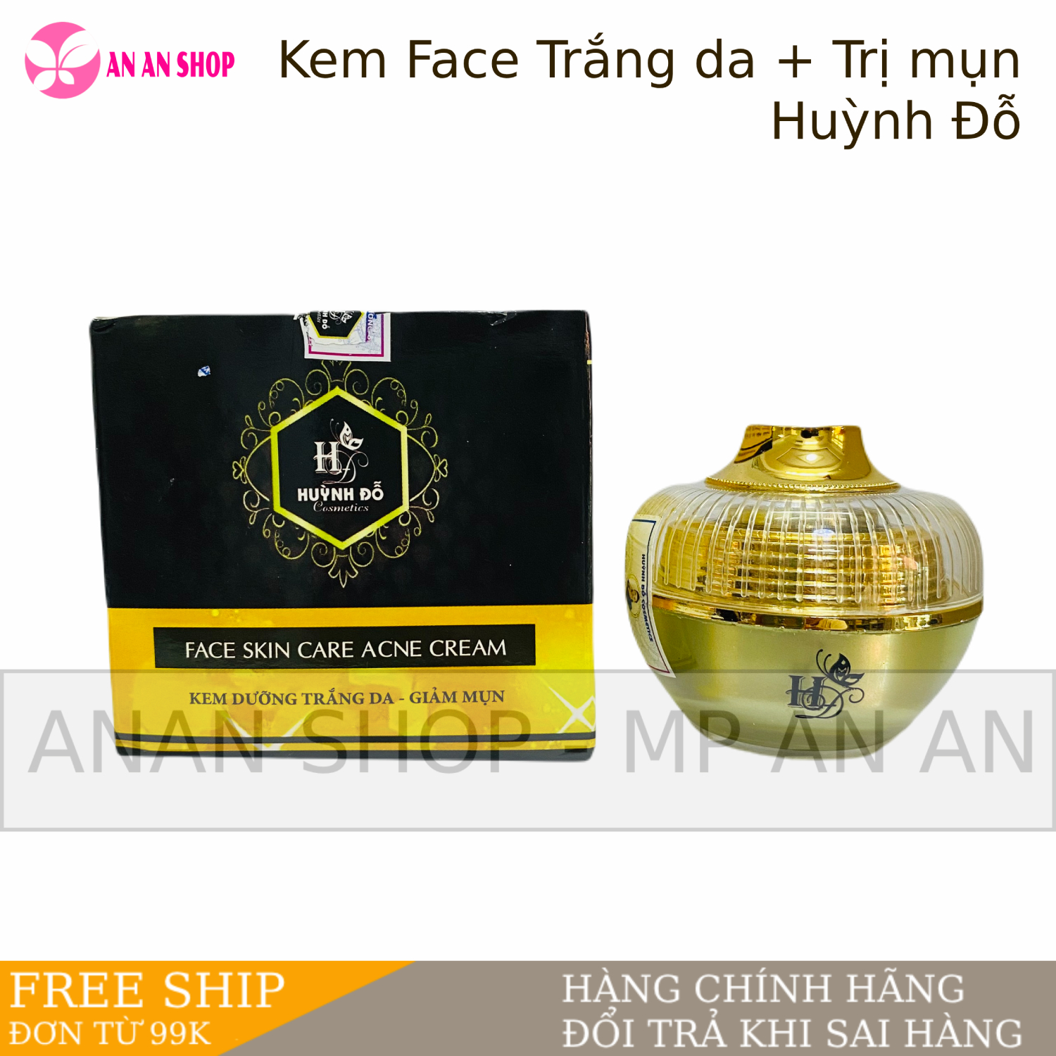 Kem Face mụn Huỳnh đỗ 15gr ngừa mụn trắng da, Mẫu mới 2023 chính hãng