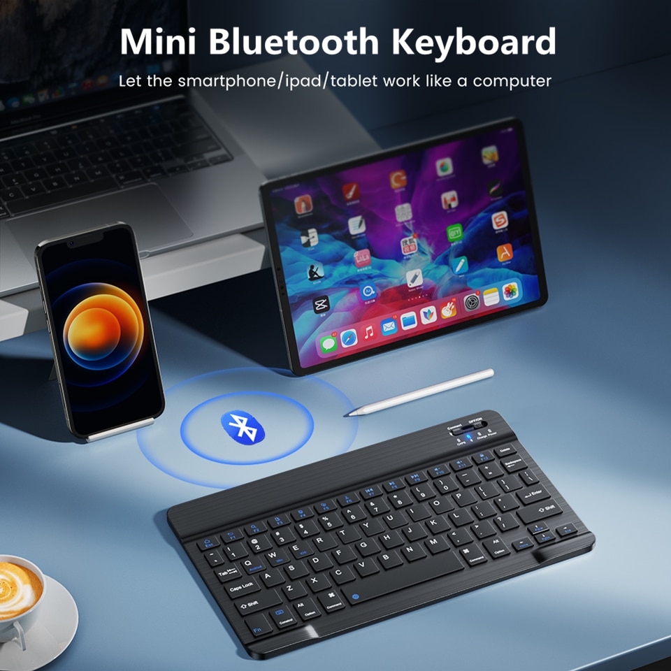 Mini Bluetooth Keyboard Wireless Keyboard Rechargeable For Mobile Phones Tablet Russian Spanish Keyboard For Android ios Windows