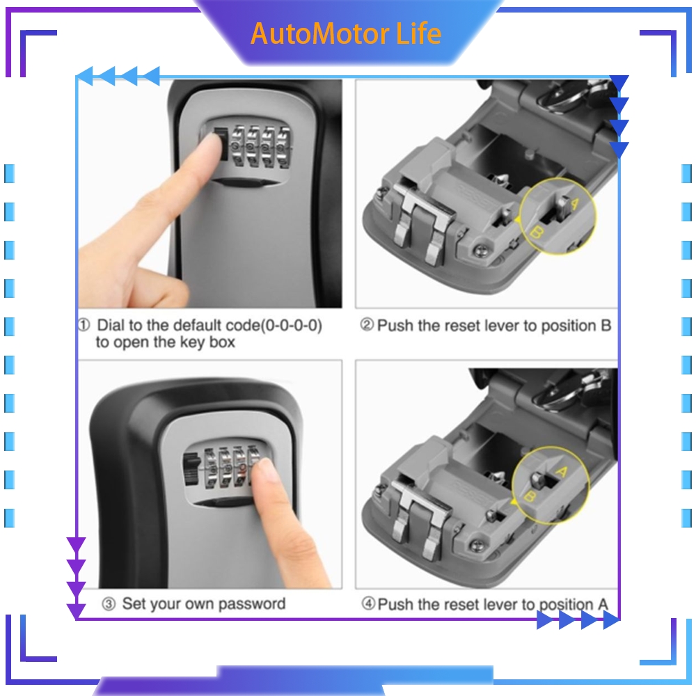 AutoMotor Life SUER Durable Key Box Indoor Outdoor Lock Storage Case Secure Boxes Engineering Plastic Weatherproof Wall Mounted 4 Digit Password Boxs/Multicolor