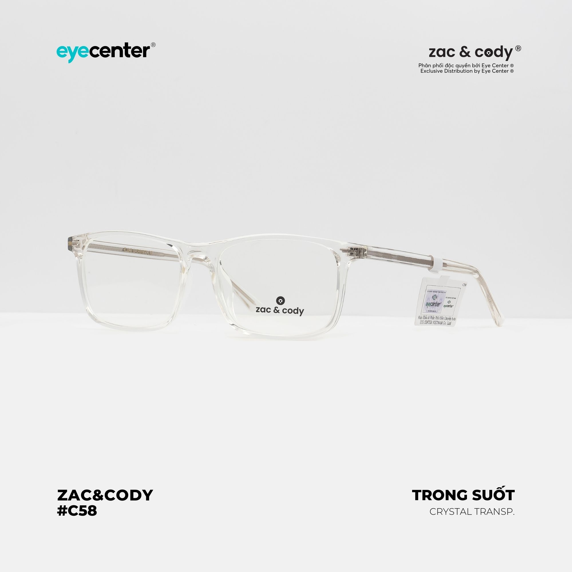 Gọng kính cận nam nữ chính hãng ZAC & CODY C58 lõi thép chống gãy nhập khẩu by Eye Center Vietnam