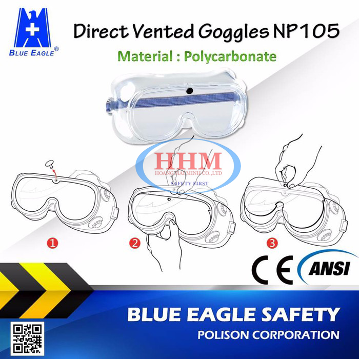 Kính chống bụi - chống hóa chất Blue Eagle NP105