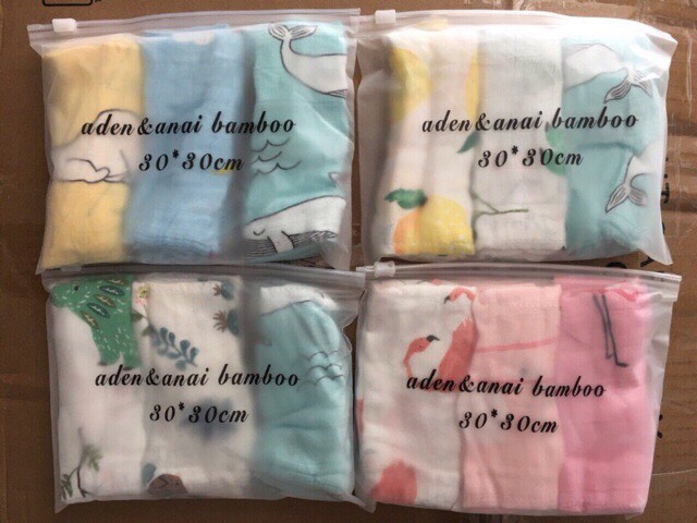 Sét 3 khăn sợi tre muslin