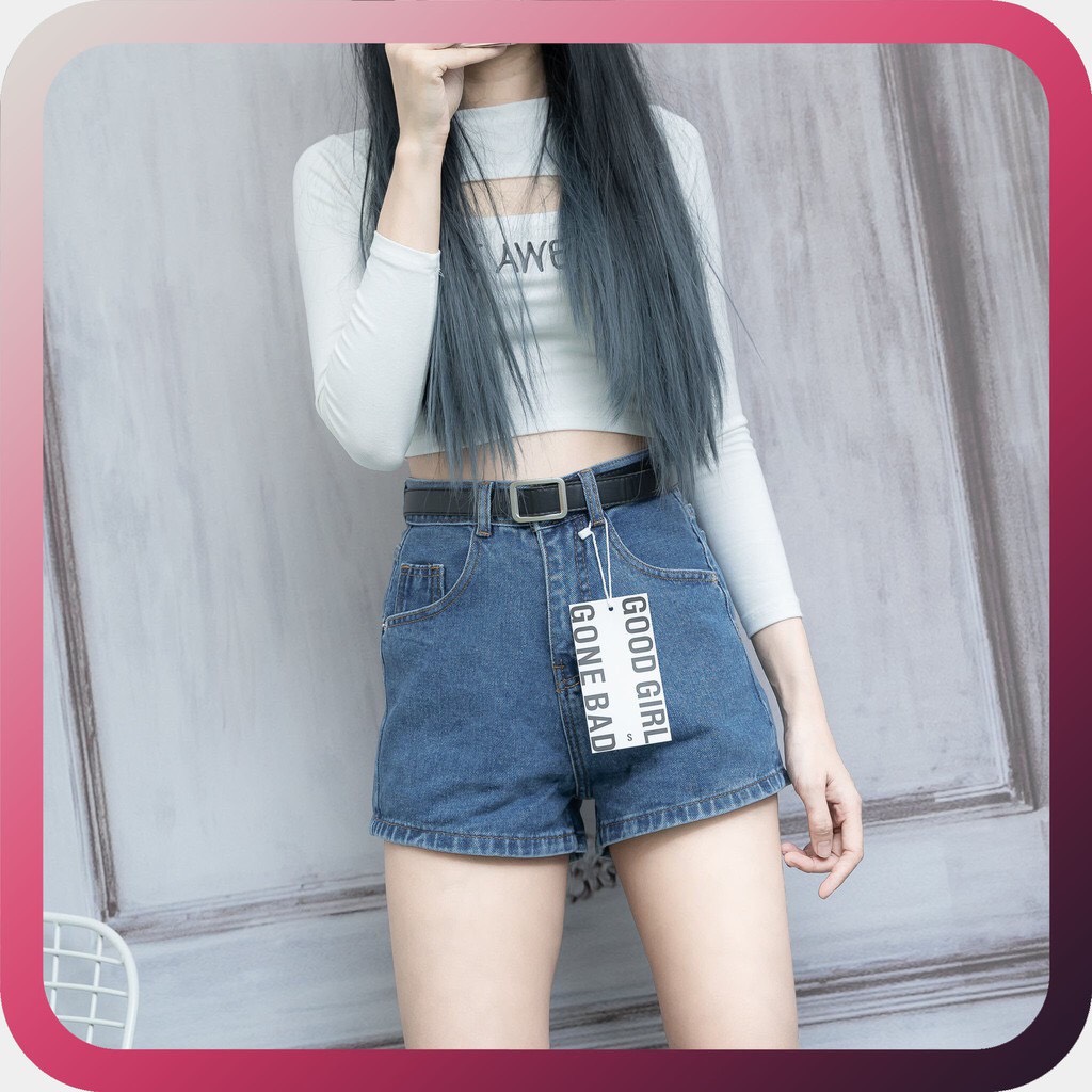 Quần short jean nữ lưng cao , co giãn