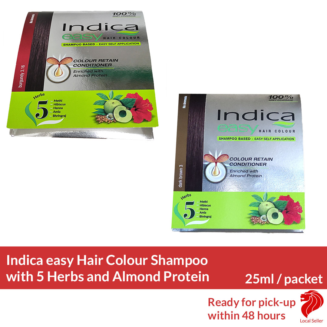 Indica easy Hair Colour Shampoo with 5 Herbs and Almond Protein | Lazada  Singapore
